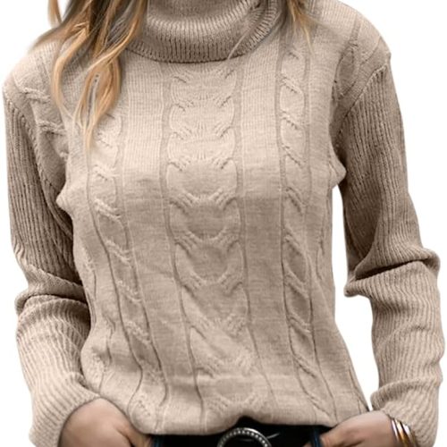 Slim Fit Ribbed Turtleneck Sweater – Beige