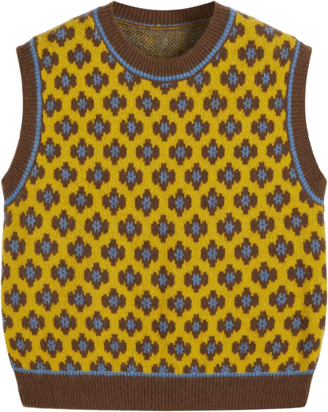 Geometric Pattern Crop Sweater Vest