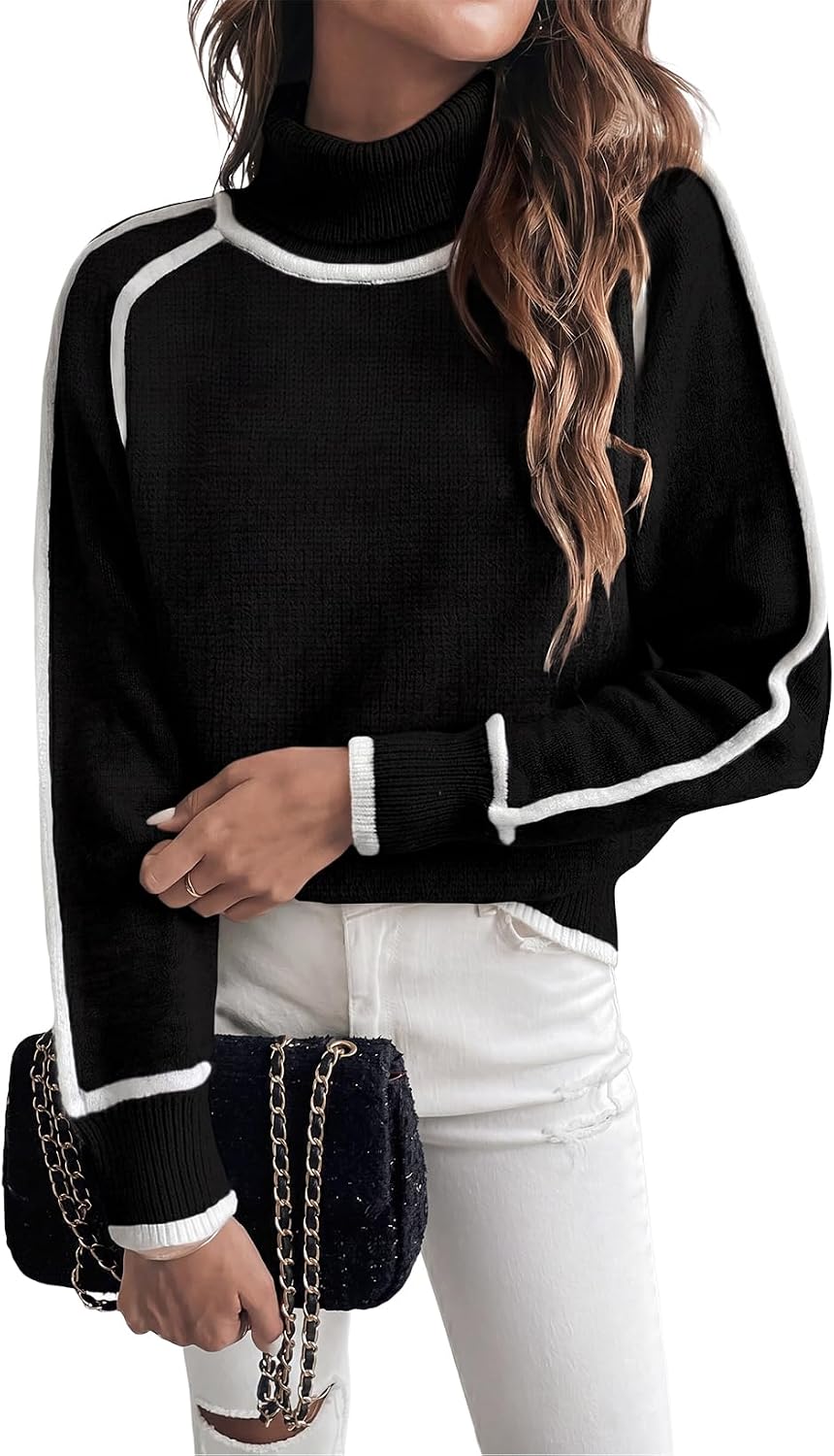 Color Block Turtleneck Sweater