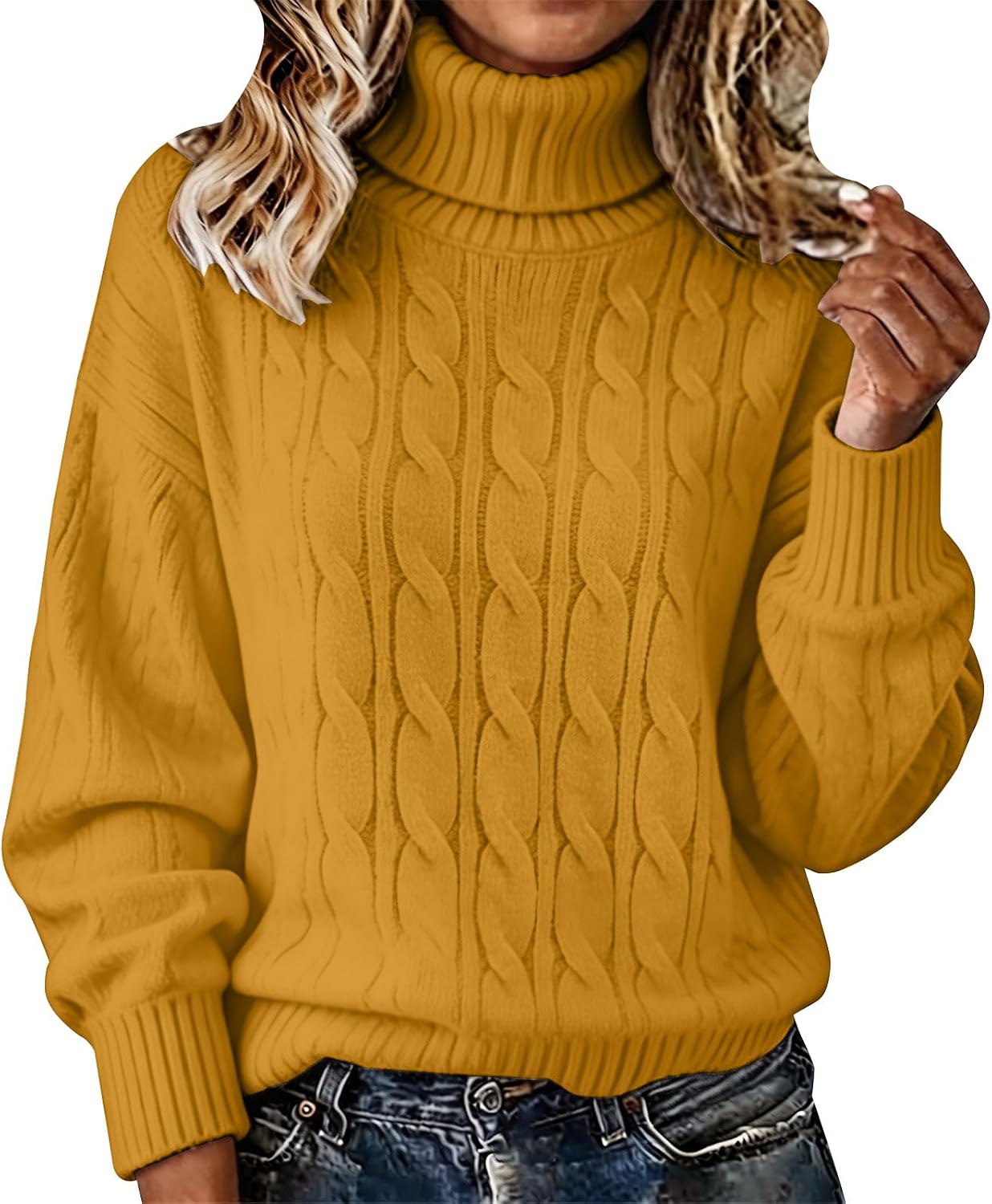 Chunky Cable Knit Turtleneck Sweater