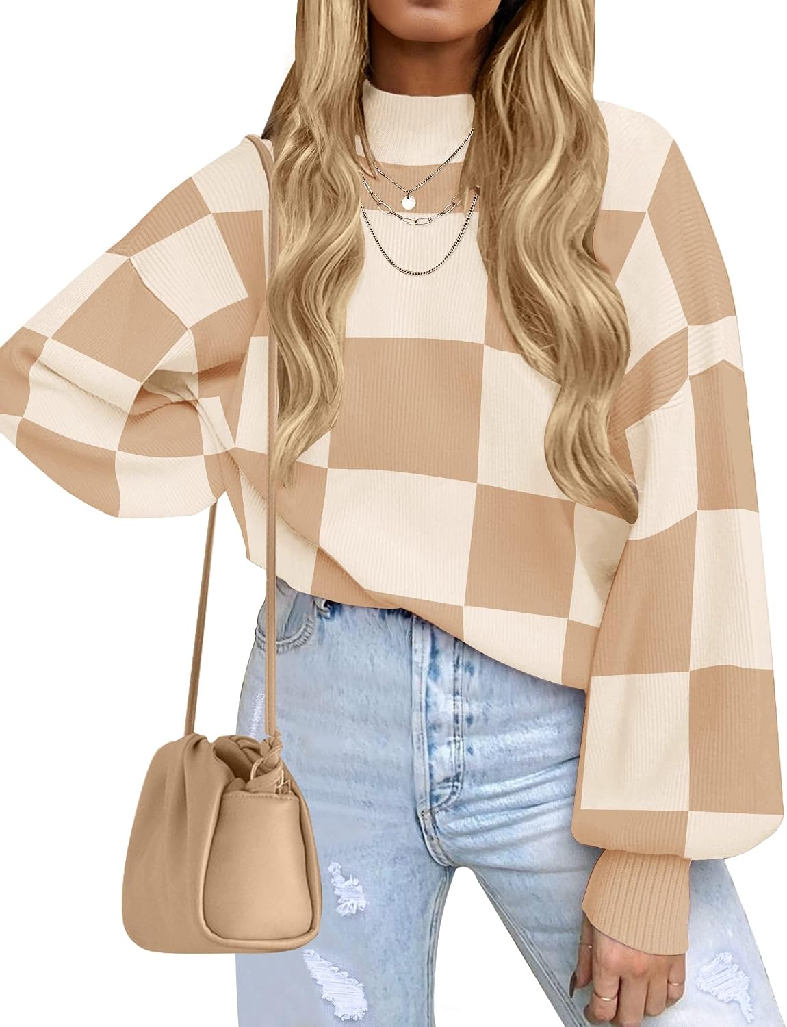 Mock Neck Batwing Sleeve Sweater