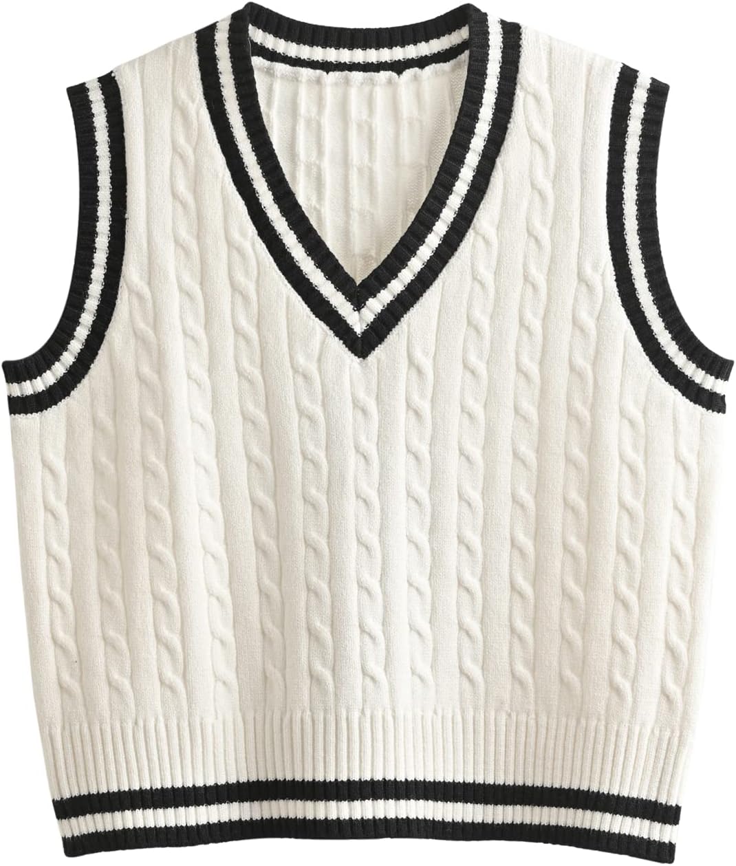 Argyle Plaid Cropped Sweater Vest – White