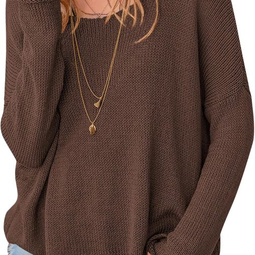 Scoop Neck Drop Shoulder Oversized Long Sleeve Sweater