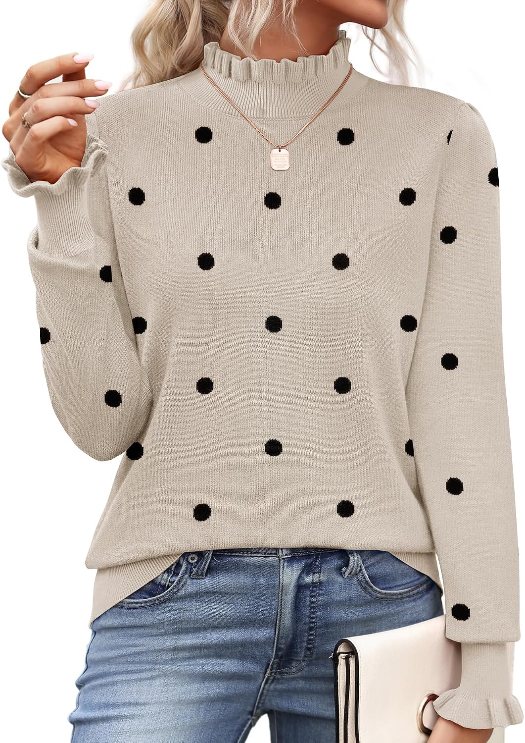 Ruffled Mock Neck Sweater