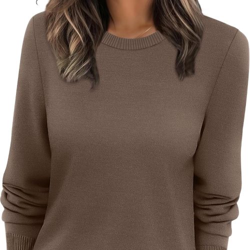 Crew Neck Ribbed Knit Loose Fit Long Sleeve Sweater