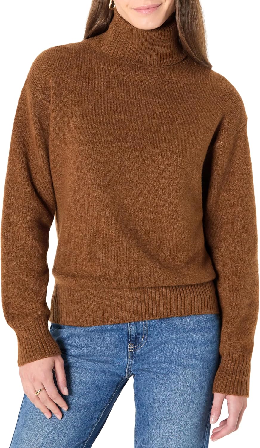 Drop Shoulder Turtleneck Sweater